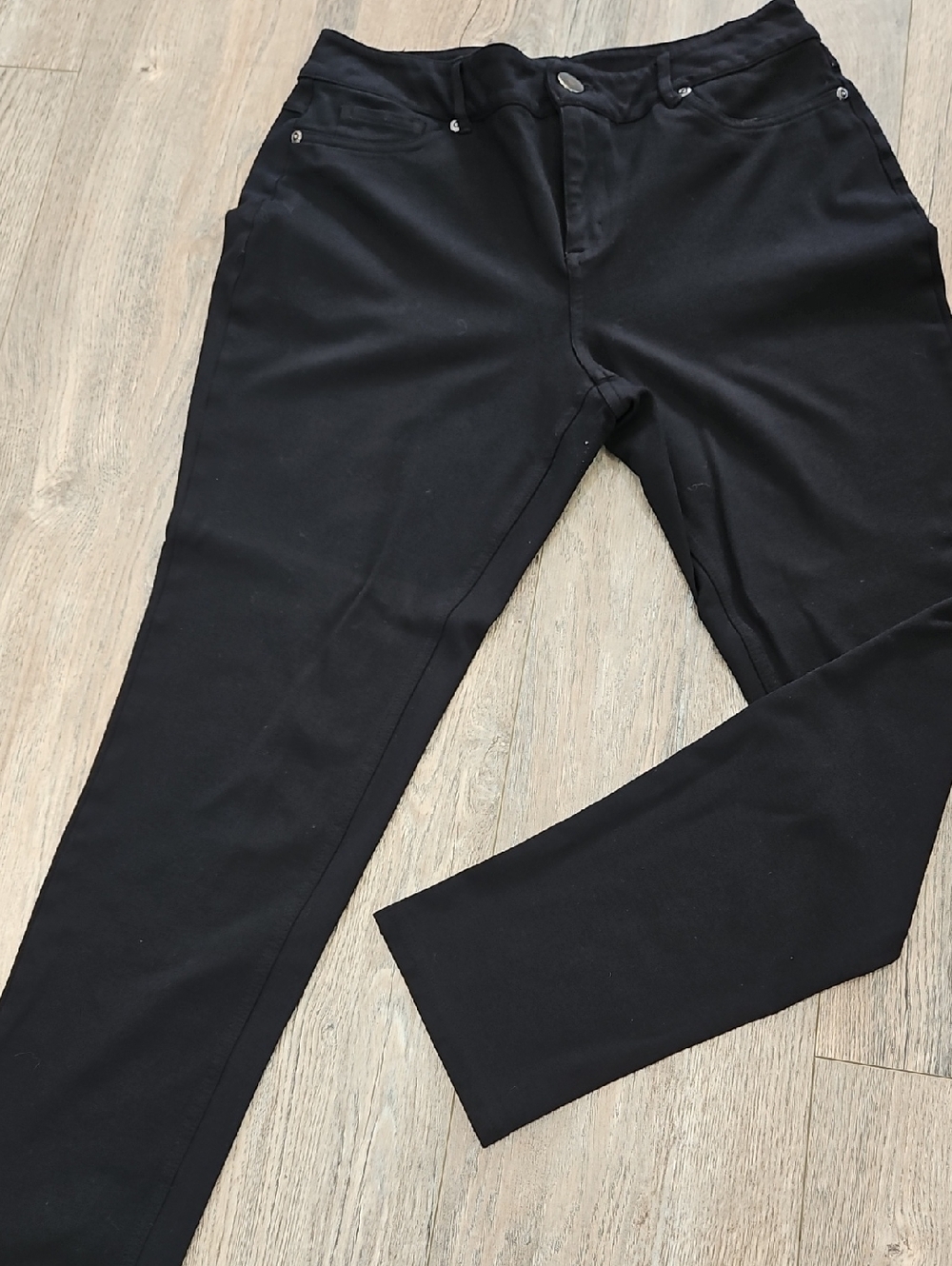 Womens Soft  Black Stretch Pants - Classic Slim Fit